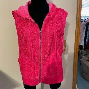 NWT - DKNY Jeans pink vest with hoodie